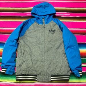 Burton Dry‎ Ride Jacket Boys L Blue Grey Snowboard Winter Ski Coat Hooded